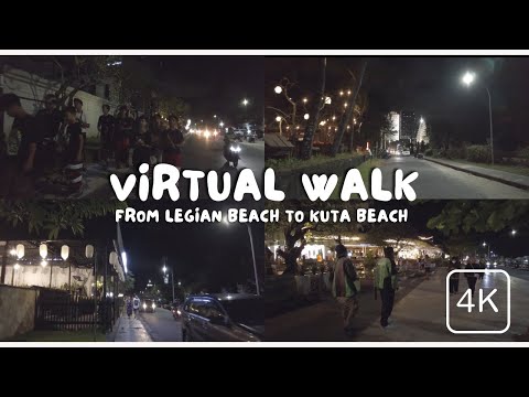 4k | Bali Vlog | Virtual Evening walk from Legian Beach to Kuta Beach