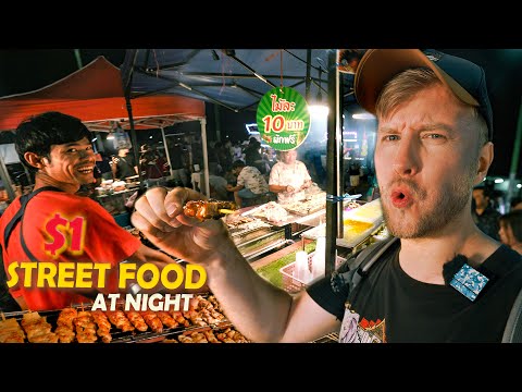 $1 Street Food Hunt at Night! / Thai Food Tour in Phitsanulok / Travel in Thailand 2024