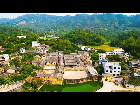 【4K】Traditional Chinese ancient village: Zhangjia Village, a ruined city surrounded by Hakka soil.