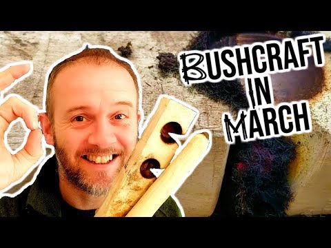 Bushcraft in March | Bow drill fire, campfire cooking, broiler