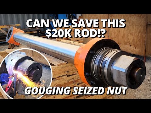 Can We SAVE This $20K Cylinder Rod!? | Gouging SEIZED Nut