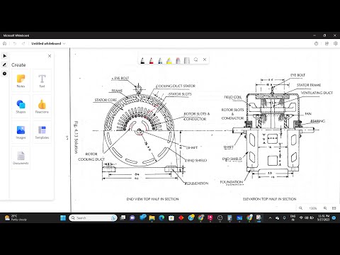 Drawing assembly of 10HP Induction Motor End Elevation Top Half in Section in AutoCAD Electrical