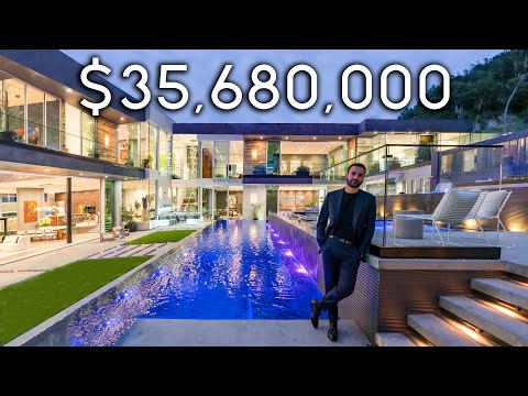 Inside a Crazy Modern Glass Mansion With a 3 Level Pool!