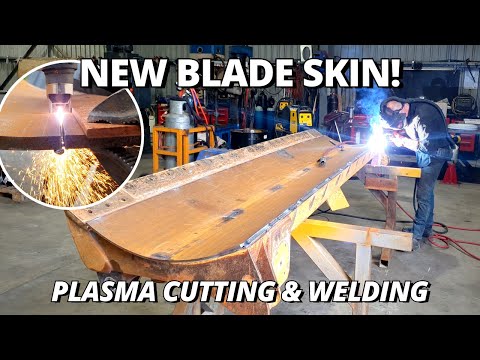 Installing NEW BLADE SKIN for CAT 815 Soil Compactor | Plasma Cutting & Welding