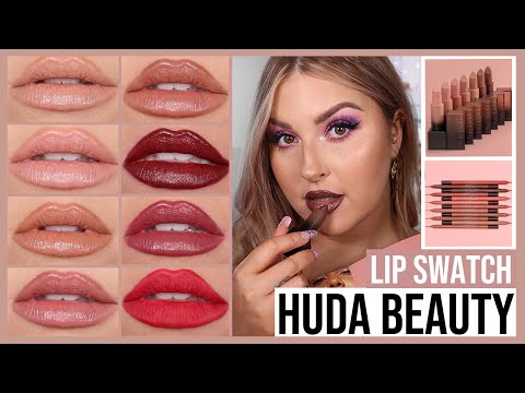 LIP SWATCHES!  Huda Beauty Power Bullet Cream Glow Lipstick  FULL COLLECTION
