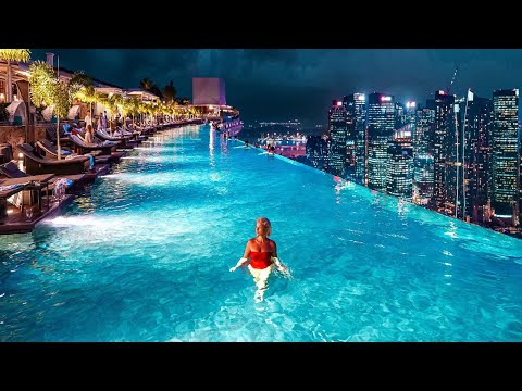 Marina Bay Sands Luxury Hotel Singapore Full Tour: Rooftop Pool, Observation Deck, Shopping Mall etc