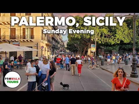 Palermo, Sicily Sunday Evening Walk - 4K - June 21st, 2020