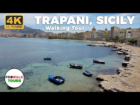 Trapani, Sicily Walking Tour 4K - with CAPTIONS