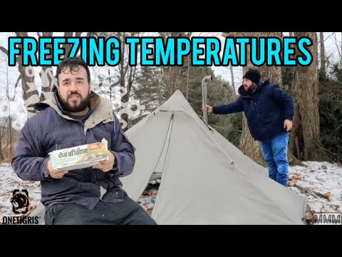 Winter Snow Camping- Hot Tent Overnight Trip *Solo Camp*